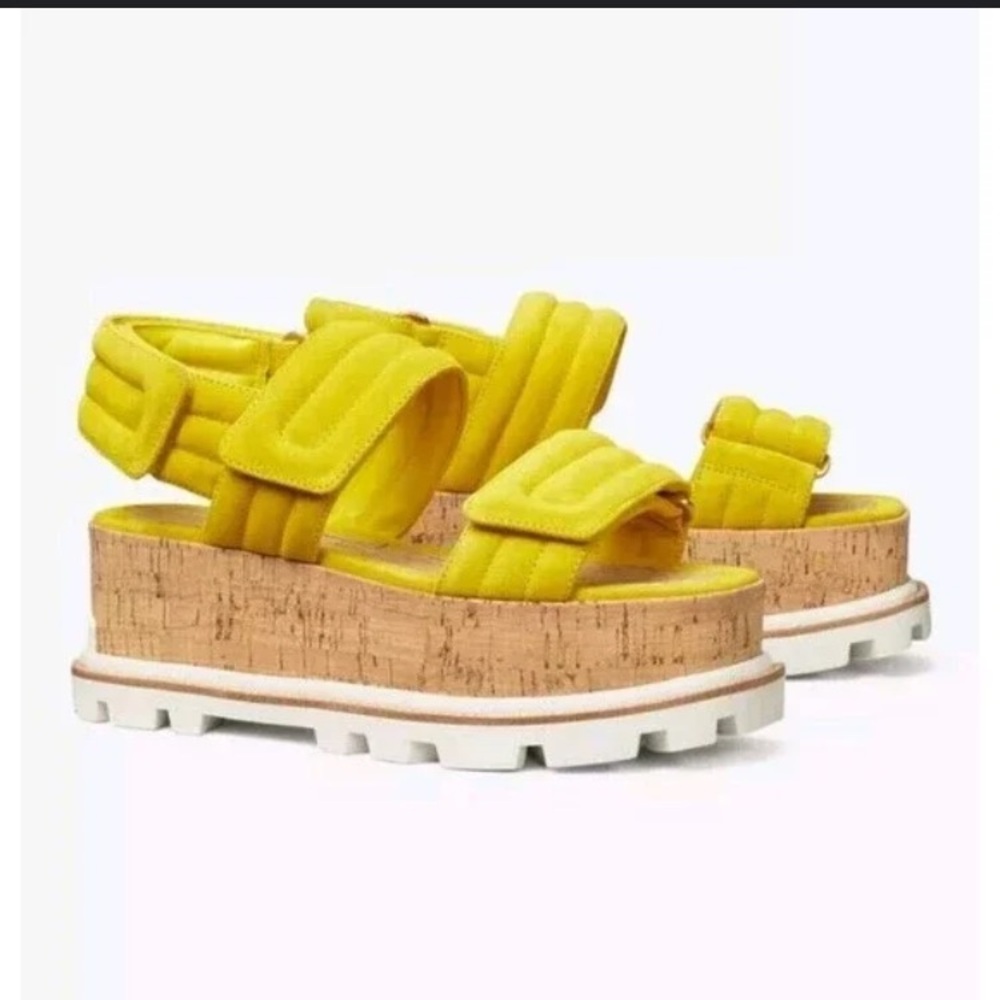 TORY BURCH puffy sport Sensory suede platform Yuzu wedges